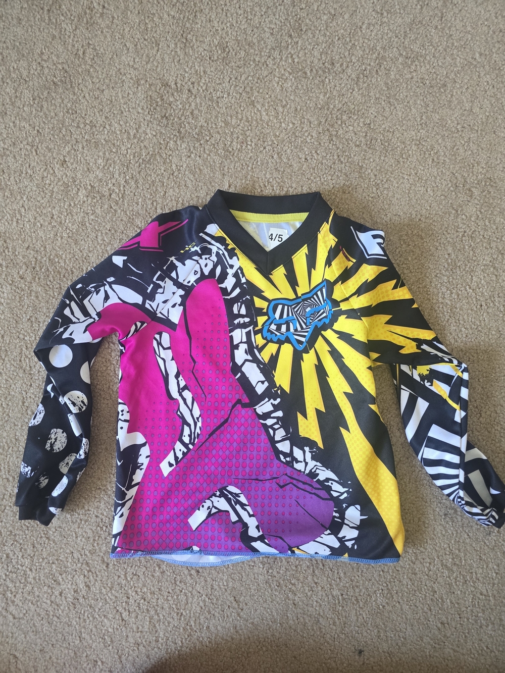 Fox Kids Long Sleeve Graphic Tee in Yellow, Pink, Black